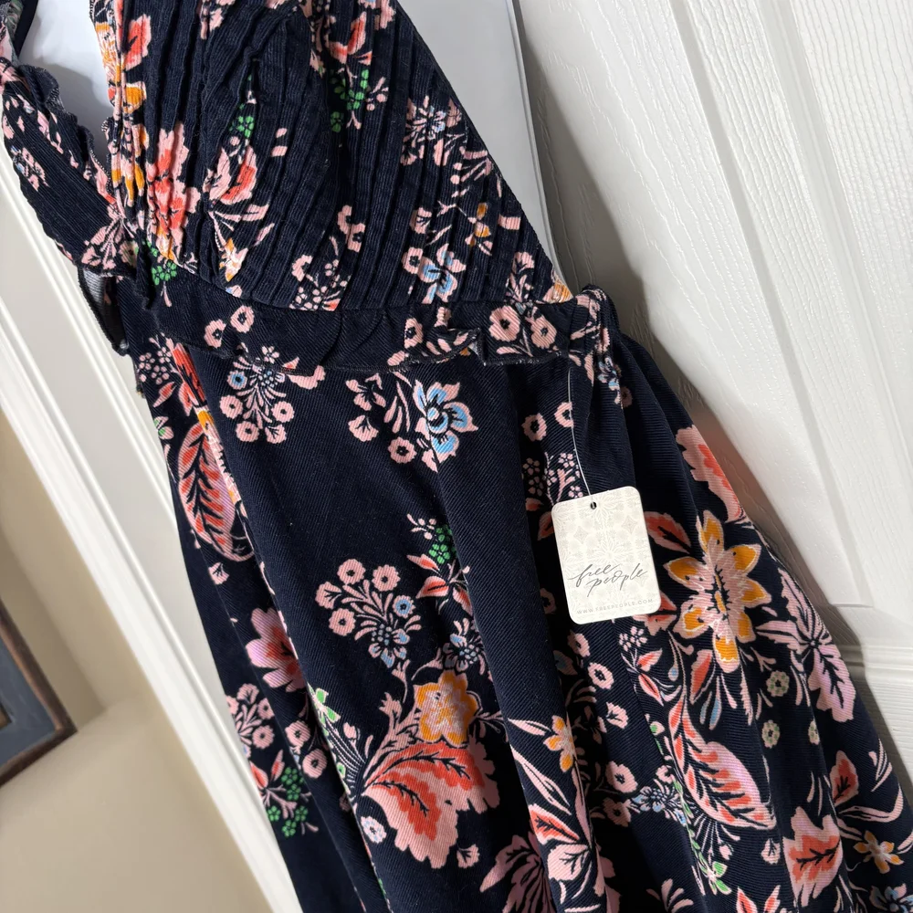 Free People NWT Looking Glass Floral Navy Mini Dress Size Medium - Picture 8 of 9